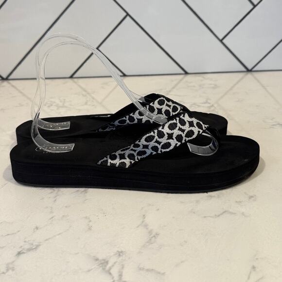 Coach Jessalyn Signature Monogram Black Flip Flops Sandals thick sole Y2K preppy - Picture 4 of 10